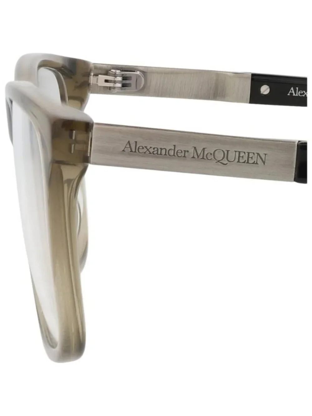 New Alexander McQueen Mens Square/Rectangle Green Silver Transparent Fashion Des